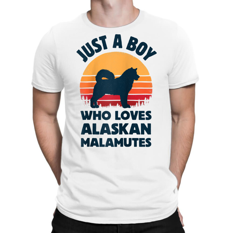 Alaskan Malamute Just A Boy Who Loves Retro Vintage Sunset Raglan Base T-shirt | Artistshot