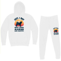 Alaskan Malamute Just A Boy Who Loves Retro Vintage Sunset Raglan Base Hoodie & Jogger Set | Artistshot