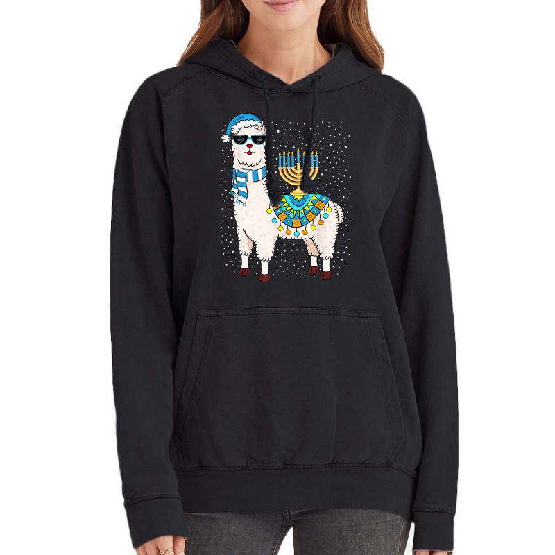 Llama With Jewish Hanukkah Chanukah Menorah Vintage Hoodie | Artistshot