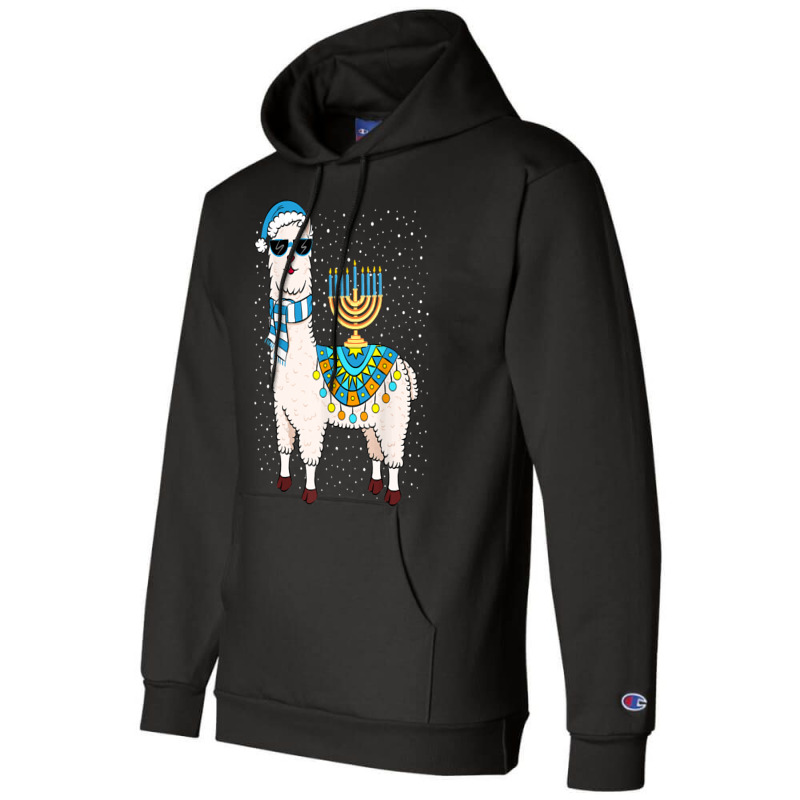 Llama With Jewish Hanukkah Chanukah Menorah Champion Hoodie | Artistshot