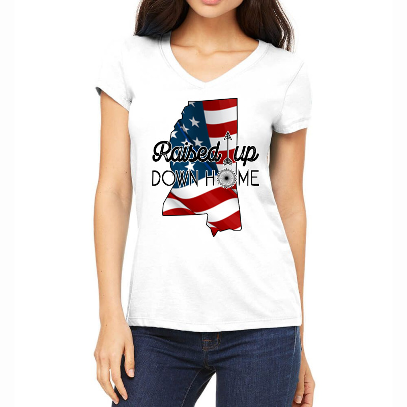 Raised Up Down Home Mississippi For Light Women's V-Neck T-Shirt by autlu2024 | Artistshot