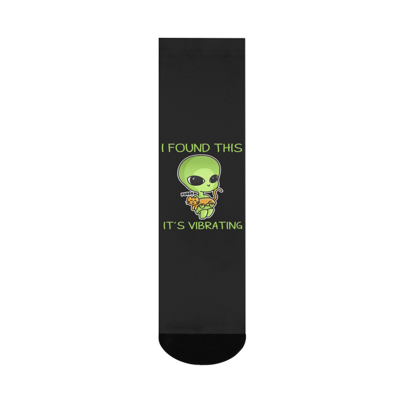 I Found This Its Vibrating Funny Aliens Cat Lovers Owner 34 Crew Socks | Artistshot