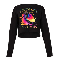 Just A Girl Who Loves Dragons Color Tie Dye Dragon Rainbow 5 Cropped Sweater | Artistshot