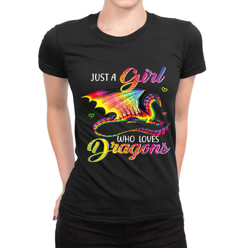 Just A Girl Who Loves Dragons Cute Dragon Themed Teen 95 Ladies Fitted T-Shirt by DEBORAHBOURSSIQUOT | Artistshot