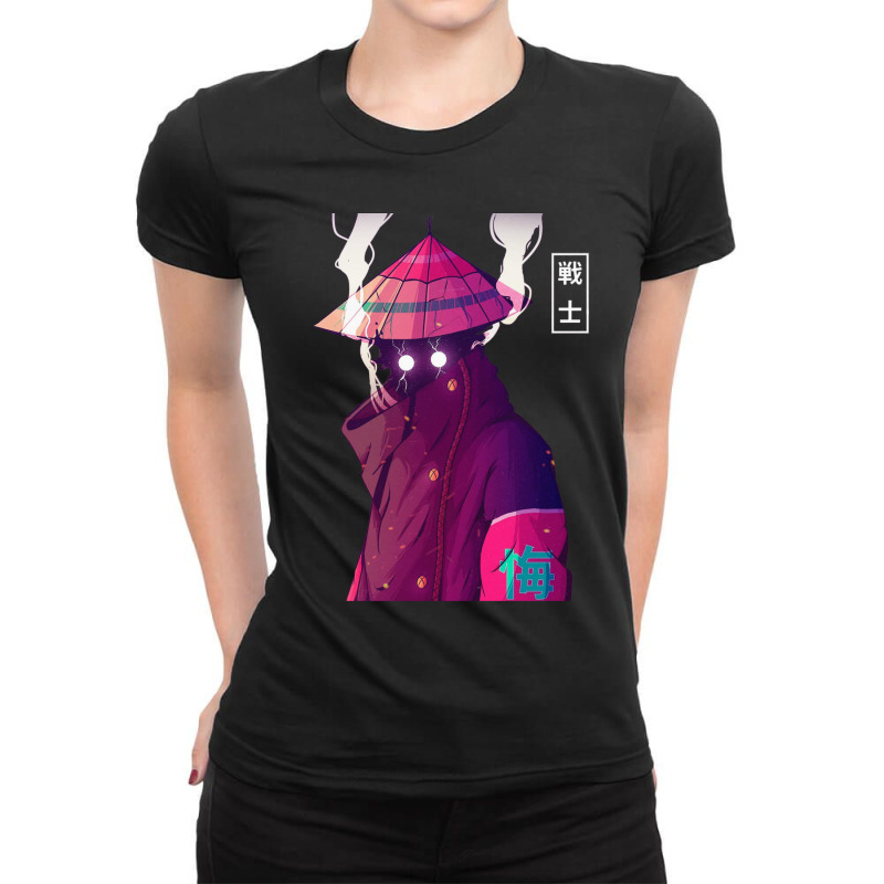 Japanese Cyberpunk Samurai Warrior Ladies Fitted T-Shirt by ErnestGallon | Artistshot