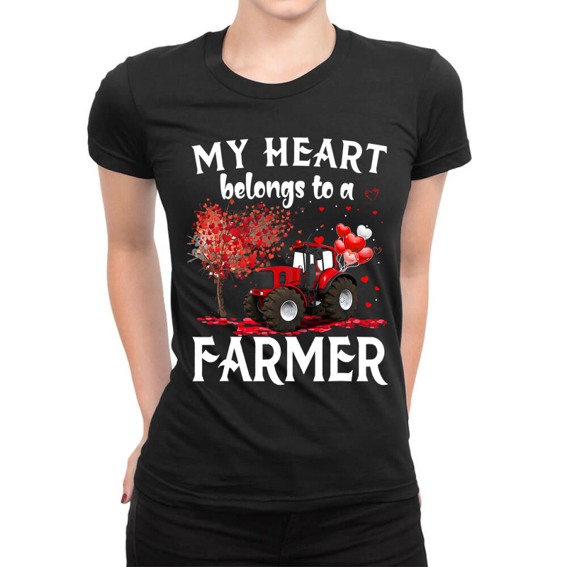 My Heart Belongs To A Farmer  Farmer Valentine For Wife Ladies Fitted T-Shirt by JamesArtists | Artistshot