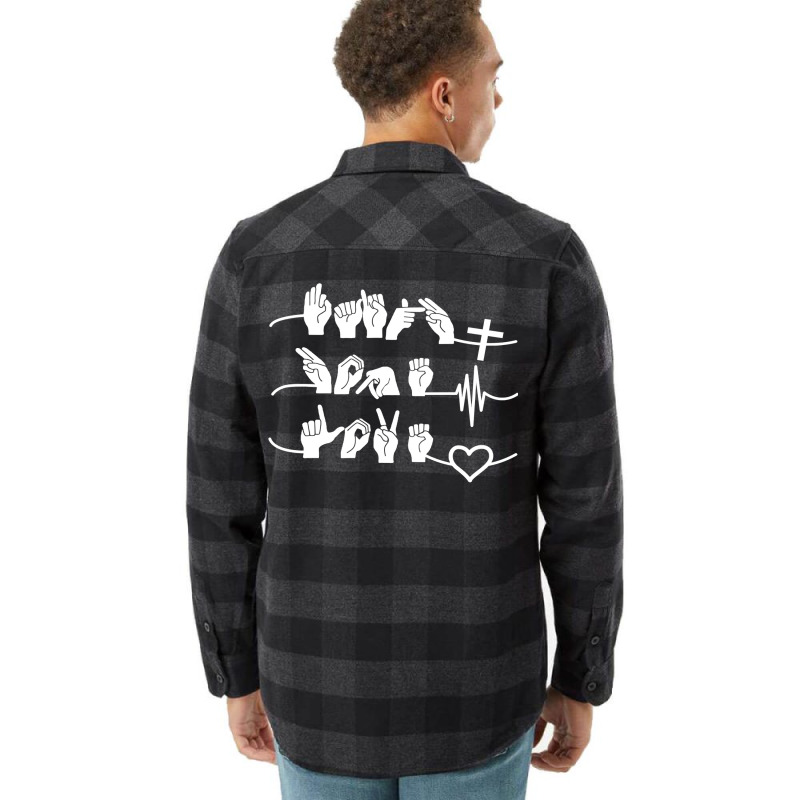 Jesus Christ Christian Faith Hope Love Asl American Sign Language Pray Flannel Shirt by SCOTTALLENZ | Artistshot