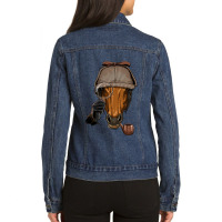 Detective Horse Spy Investigator Animal Horse Lover Cowboy 44 Ladies Denim Jacket | Artistshot