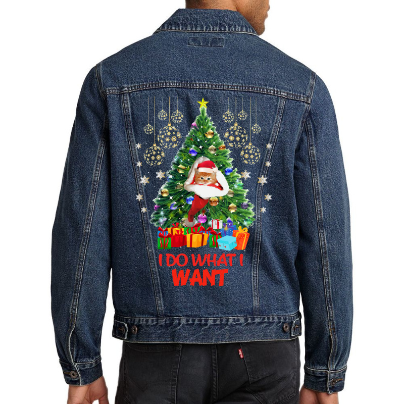 Black Cat Kitty Funny Cat Christmas Design Funny Cat Kitten Cat Men Denim Jacket by Hugo M Garney | Artistshot