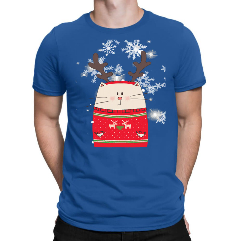 Cat Christmas Cute Cat Reindeer Christmas Costume Gift T-Shirt by Hugo M Garney | Artistshot