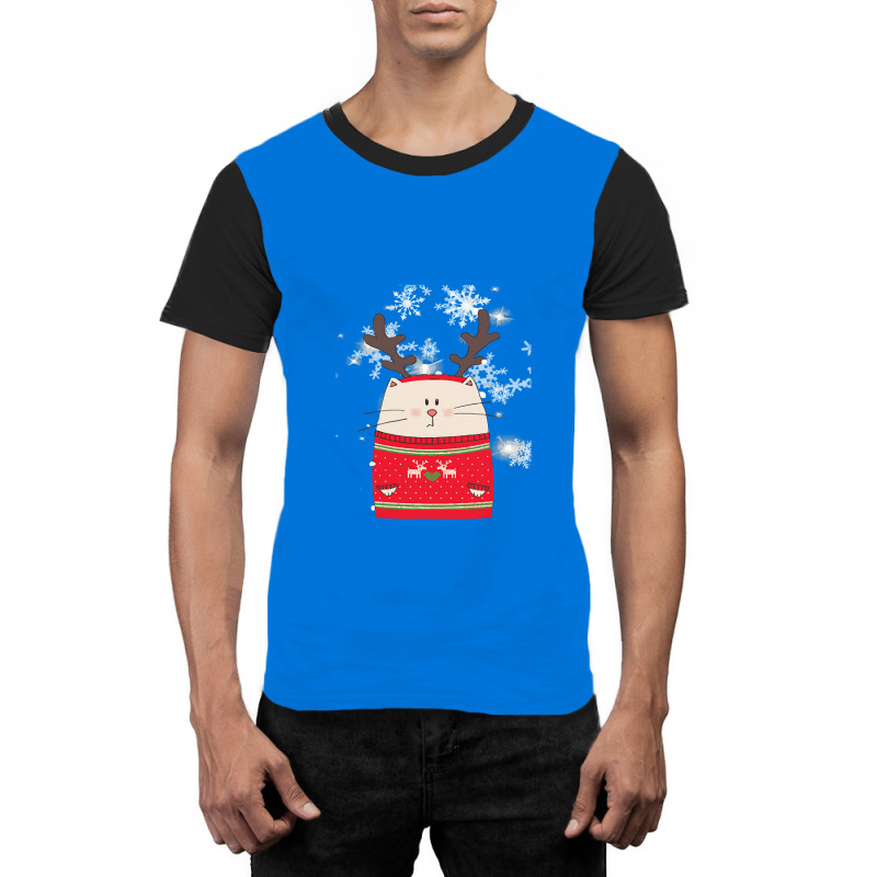 Cat Christmas Cute Cat Reindeer Christmas Costume Gift Graphic T-shirt by Hugo M Garney | Artistshot