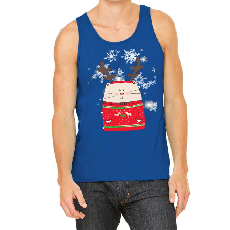 Cat Christmas Cute Cat Reindeer Christmas Costume Gift Tank Top by Hugo M Garney | Artistshot