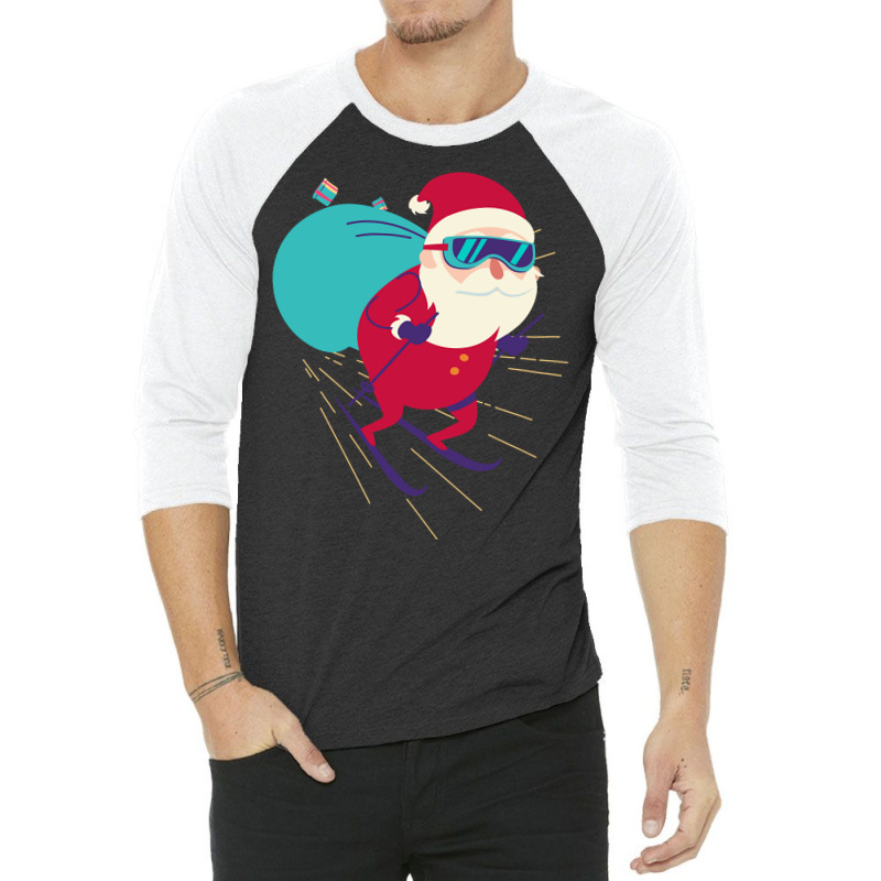 Hot Trend Santa Skiing (2) 3/4 Sleeve Shirt by poppyallen | Artistshot