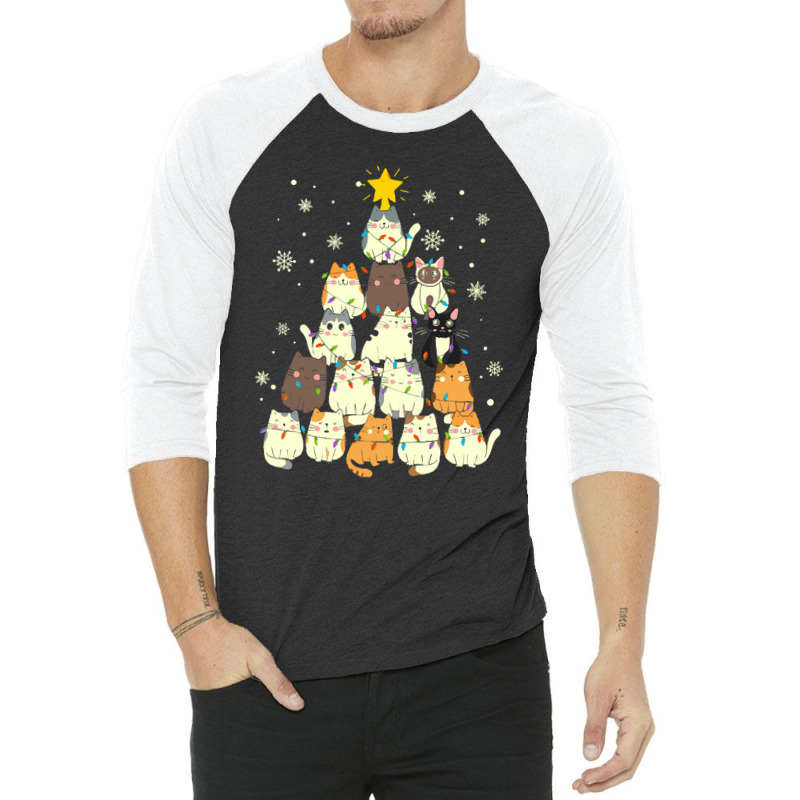 Cat Christmas Tree Christmas Cat Tree   Cat Lover Christmas 3/4 Sleeve Shirt by Hugo M Garney | Artistshot