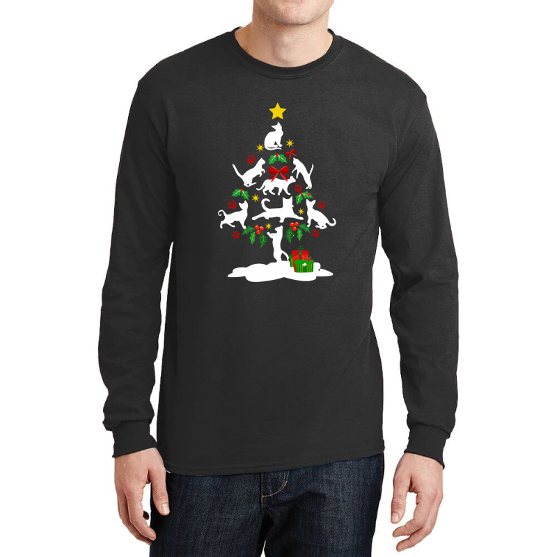 Cat Christmas Tree Xmas Gift For Cat Lovers Long Sleeve Shirts by Hugo M Garney | Artistshot