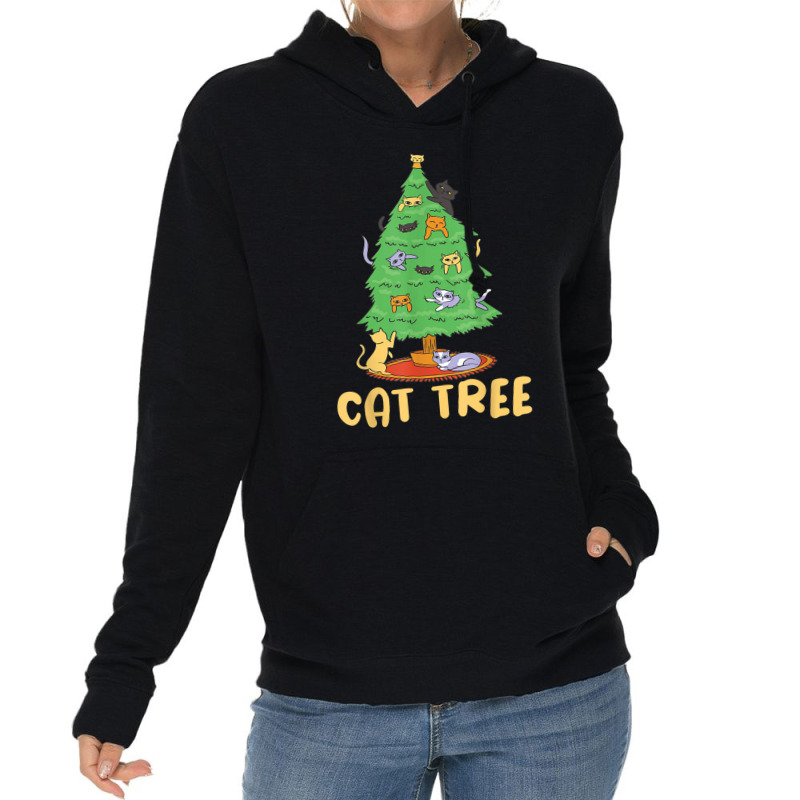 Cat Tree With Cats And Christmas Tree Lightweight Hoodie by Hugo M Garney | Artistshot