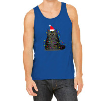 Funny Christmas Cat With Fairy Lights And A Christmas Hat Tank Top | Artistshot