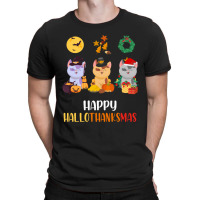 Kitten Cat Halloween Christmas Cats Happy Hallothanksmas Cat Swea T-shirt | Artistshot