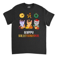 Kitten Cat Halloween Christmas Cats Happy Hallothanksmas Cat Swea Classic T-shirt | Artistshot