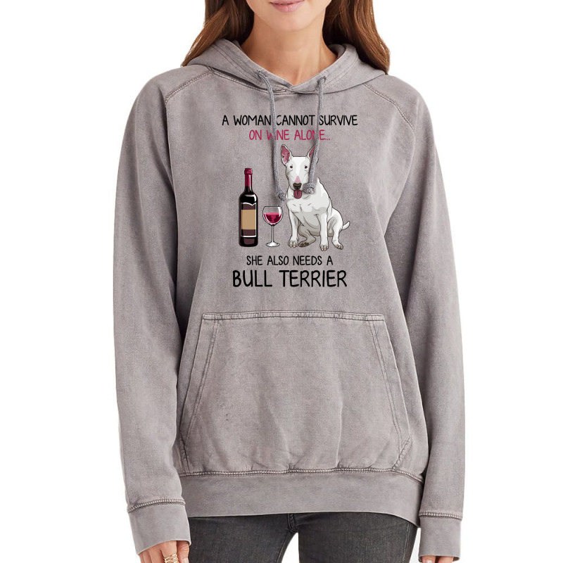 Bull Terrier And Wine Funny Dog Vintage Hoodie by fieldingnortheast | Artistshot