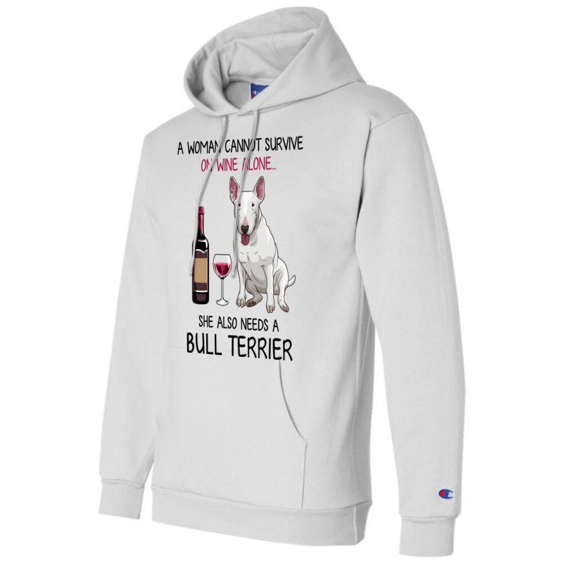 Bull Terrier And Wine Funny Dog Champion Hoodie by fieldingnortheast | Artistshot