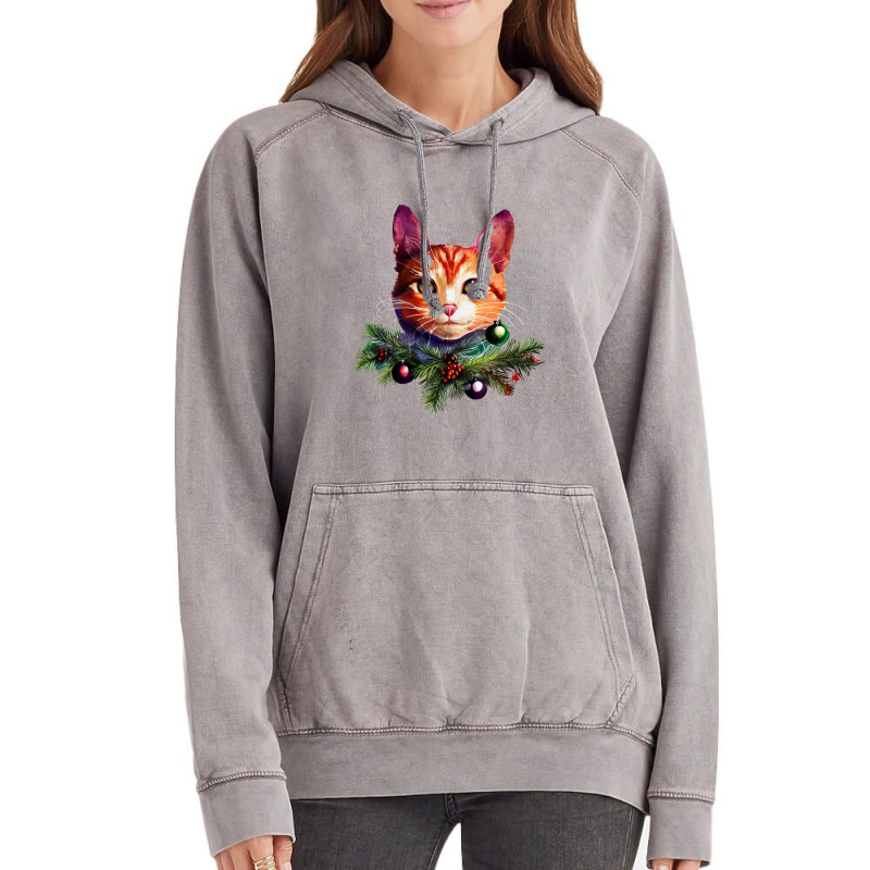 Orange Cat Christmas Vintage Cat Xmas Christmas Cat Pullover Vintage Hoodie by Hugo M Garney | Artistshot