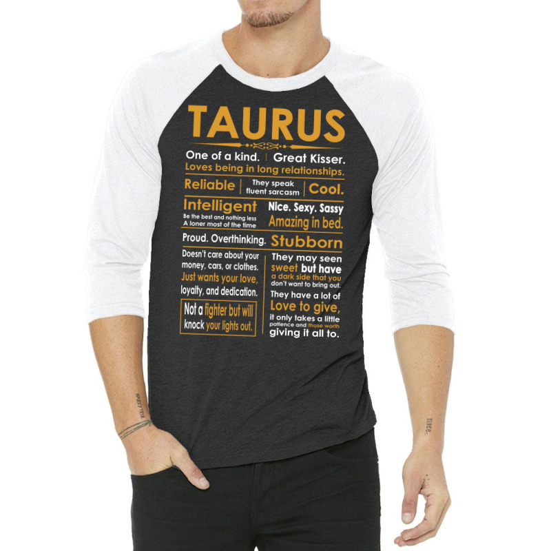 Funny Taurus Zodiac Sign Shirt 3/4 Sleeve Shirt by futuristicperky | Artistshot