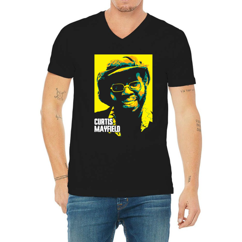 Curtis Mayfield Curtis Lee Mayfield American Singersongwriter, Guitari V-neck Tee | Artistshot