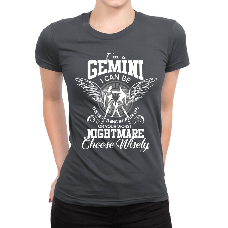 Gemini Zodiac Sign Funny Women Man Kids Birthday Gift Ladies Fitted T-Shirt by futuristicperky | Artistshot