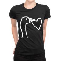 Trending White Line Minimal Goose Stealing A Heart Portrait Ladies Fitted T-shirt | Artistshot