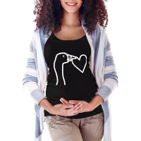 Trending White Line Minimal Goose Stealing A Heart Portrait Maternity Scoop Neck T-shirt | Artistshot