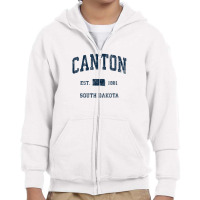 Canton South Dakota Sd Vintage Athletic Navy Sports Design Youth Zipper Hoodie | Artistshot