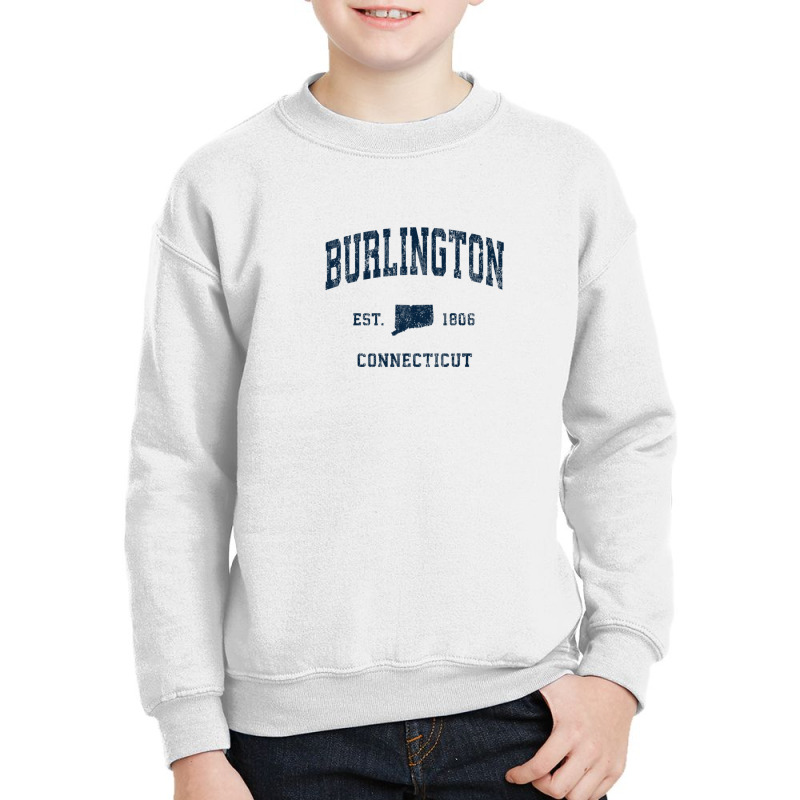 Burlington Connecticut Ct Vintage Athletic Navy Sports Desig Youth Sweatshirt | Artistshot