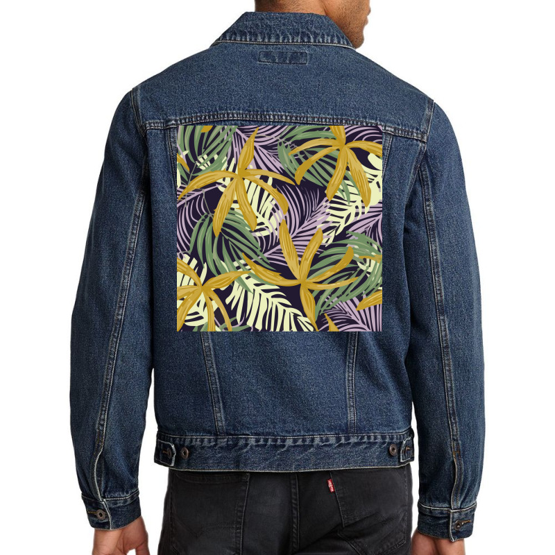 Trend Pattern With Colorful Tropical Leaves Plants Poster Travel Men Denim Jacket | Artistshot