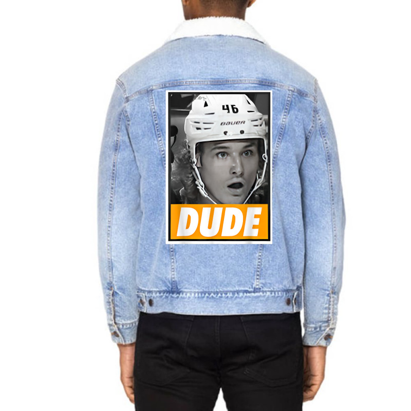 Trevor Zegras Dude Professional Ice Hockey Player Michigan Team Gift Unisex Sherpa-Lined Denim Jacket by buvarpeunjinc | Artistshot