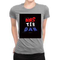 Amsterdam Skyline Trend Poster 80s Ladies Fitted T-shirt | Artistshot