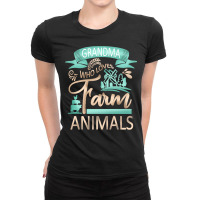 Farm Animals T  Shirt Grandma Who Loves Farm Animals   Cow Pig Goat Lo Ladies Fitted T-shirt | Artistshot