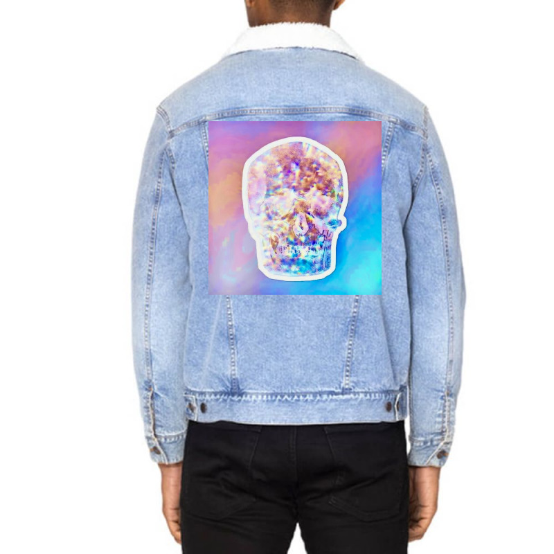 Holograph Skull Poster Boy Unisex Sherpa-Lined Denim Jacket by persiefennink | Artistshot