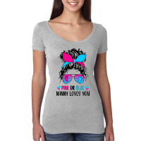 Pink Or Blue Nanny Loves You Tee Gender Reveal Mothers Day Women's Triblend Scoop T-shirt | Artistshot