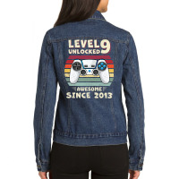 Nine 9yr Bday Son Boy Funny Gamer 9th 9 Years Old Birthday T Shirt Ladies Denim Jacket | Artistshot