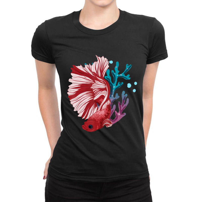 Trending Aquarium Betta Fish Lover Freshwater Fish Betta Fish Ladies Fitted T-Shirt by Berrios Crisp | Artistshot