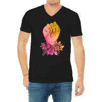 Floral Fist In Watercolor V-neck Tee | Artistshot