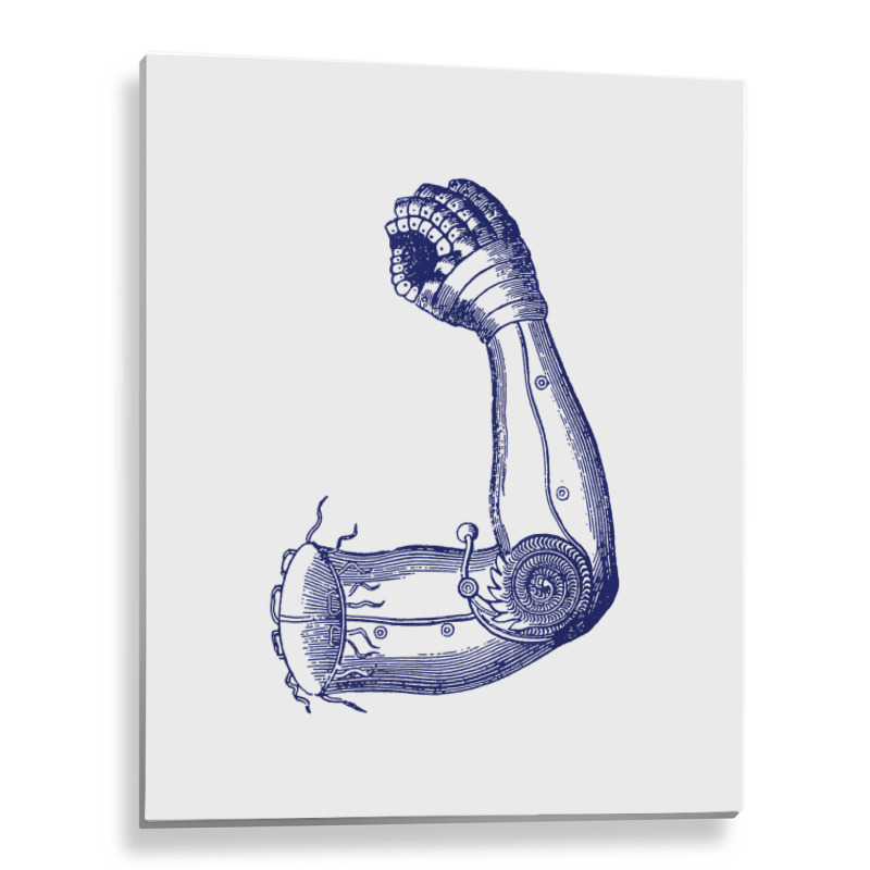 Biomechatronics Retro Mechanical Arm Steampunk Flexed Biceps T Shirt Metal Print Vertical | Artistshot