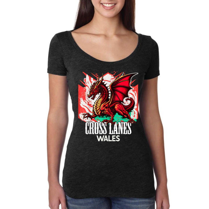 Cross Lanes Wales Welsh Flag Y Ddraig Goch Dragon T Shirt Women's Triblend Scoop T-shirt by barrydygertkkx | Artistshot