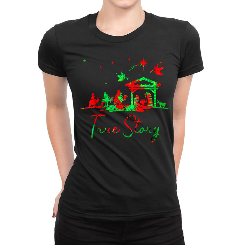 Christmas Nativity True Story Of Jesus Birth Tie Dye T Shirt Ladies Fitted T-Shirt by veroniquetour3tz | Artistshot