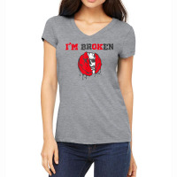 Confused Smile I'm Broken Invisible Illness I'm Ok Broken T Shirt Women's V-neck T-shirt | Artistshot