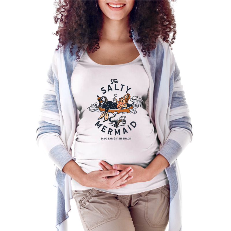 The Salty Mermaid Dive Bar & Fish Shack Maternity Scoop Neck T-shirt by keirrithoanen | Artistshot