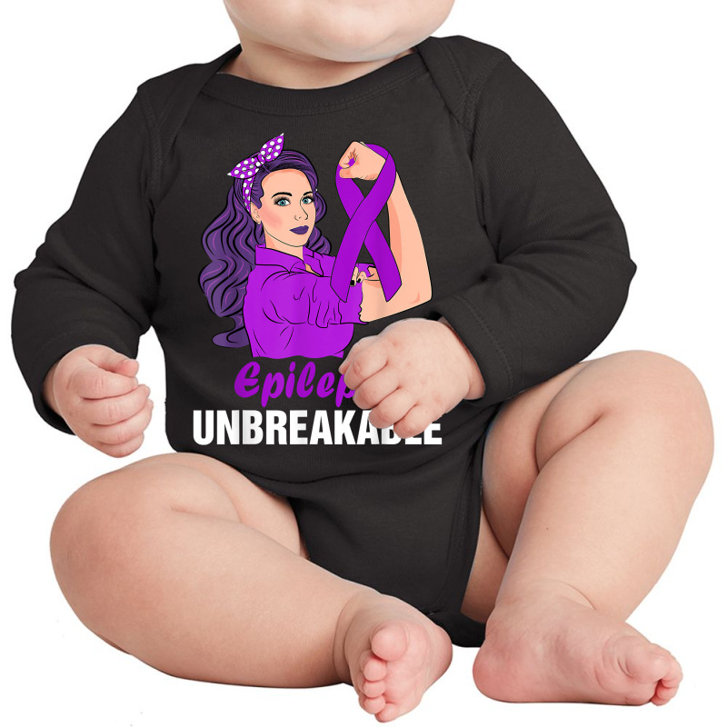 Epilepsy Warrior Unbreakable Tee Strong Epilepsy Girl Epilep T Shirt Long Sleeve Baby Bodysuit | Artistshot