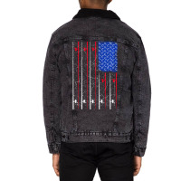 Trending American Us Flag Fishing Rod Fisherman Top For Him Unisex Sherpa-lined Denim Jacket | Artistshot