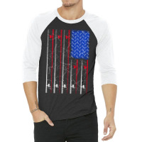 Trending American Us Flag Fishing Rod Fisherman Top For Him 3/4 Sleeve Shirt | Artistshot